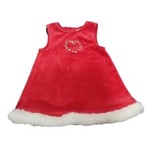 Macys Red Velvet Heart Reef Design Baby Girls Christmas Dress | Size 12 Months